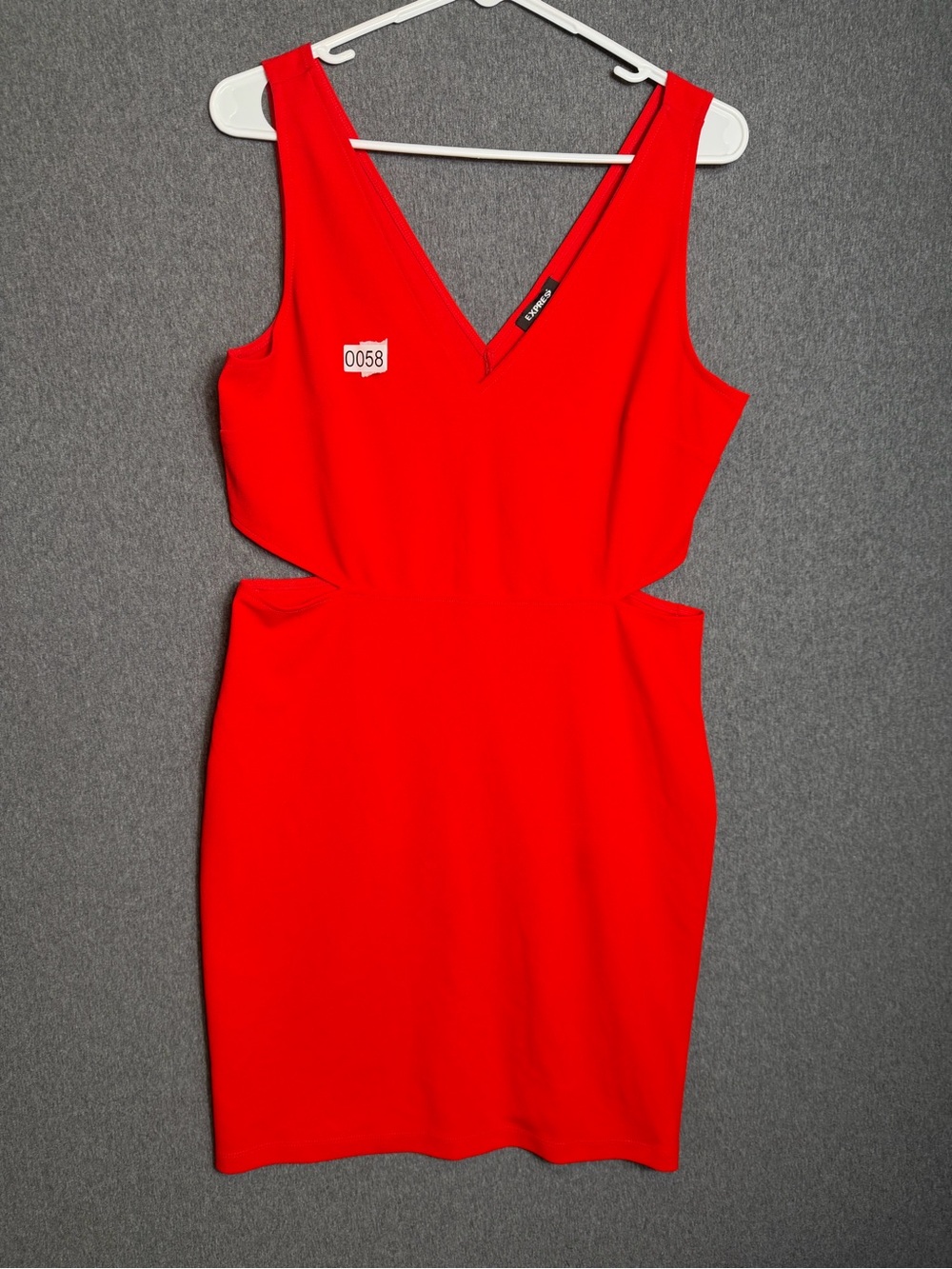 NWT Express Red V-Neck Cutout Mini Dress Large